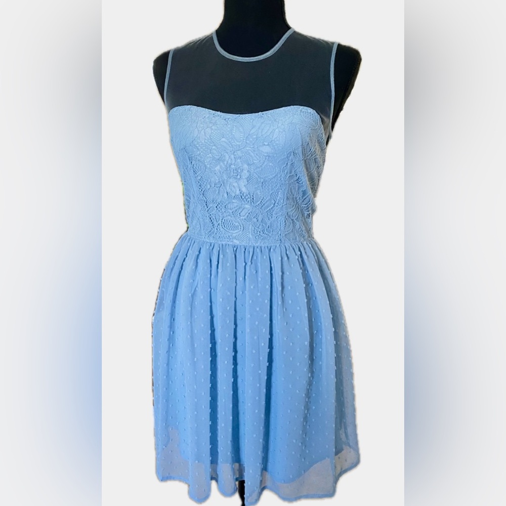 Baby Blue Tulle Flowy A-Line Sweetheart Lace Dress Rodarte